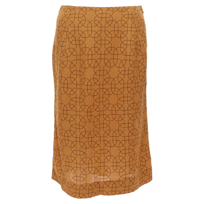 Straight Short Skirts for Simple -Marni Viscose Oriental Geometric Print Knee Length Skirt