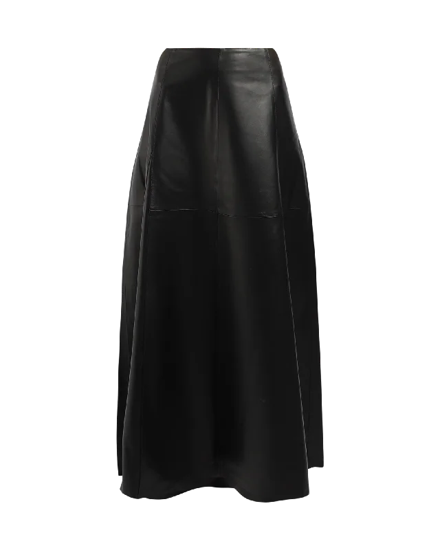 Luxury satin skirts for evening event elegance -Irina Leather Skirt