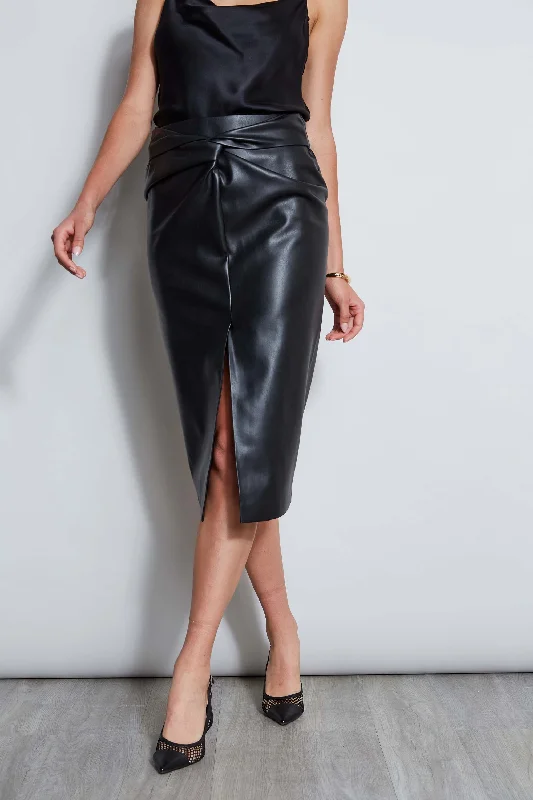 Classic black maxi skirts for versatility -Vegan Leather Twist Skirt