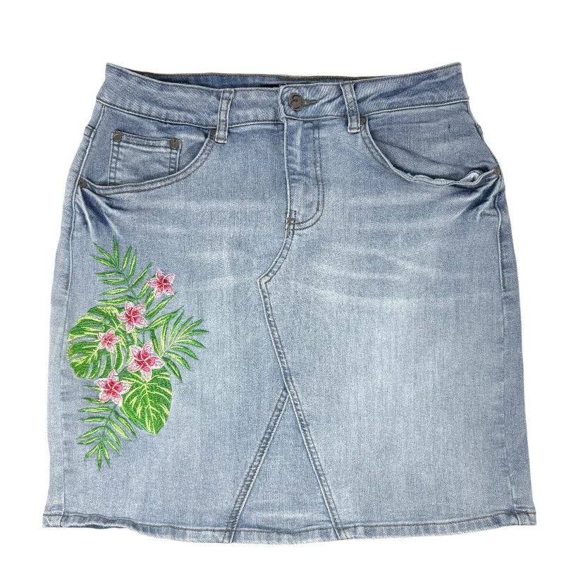 Vintage skirts for retro-inspired fashion vibes -Floral Embroidered Denim Mini Skirt By Earl Jean In Floral Print, Size: 8