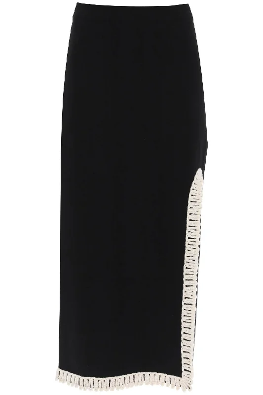 Red Long Skirts for Statement -By Malene Birger Women's Gabie Maxi Skirt With Crochet Trims