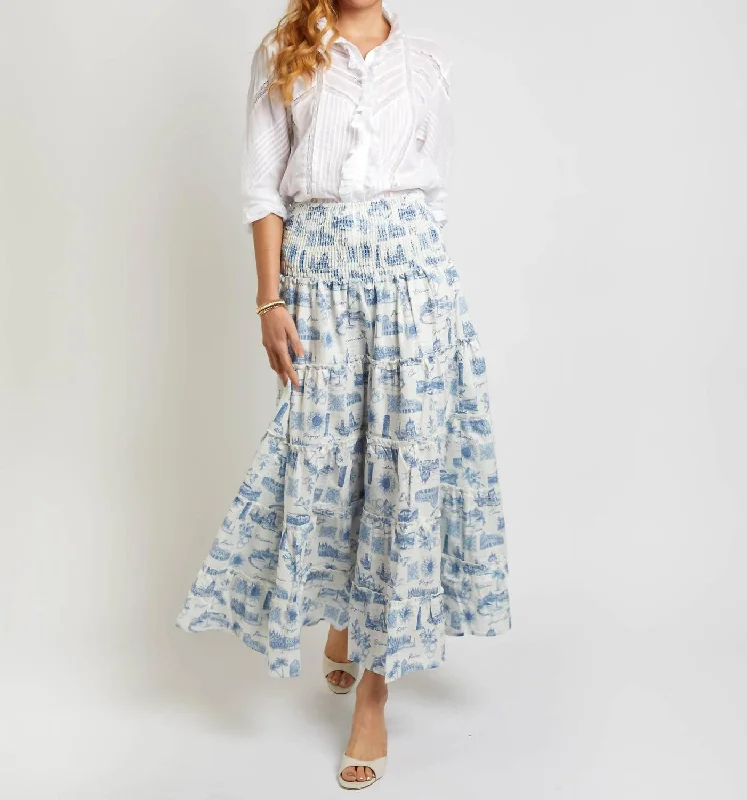 Long Skirts for Formal Occasions -Soleil Skirt In Signature Blue Voyage Print