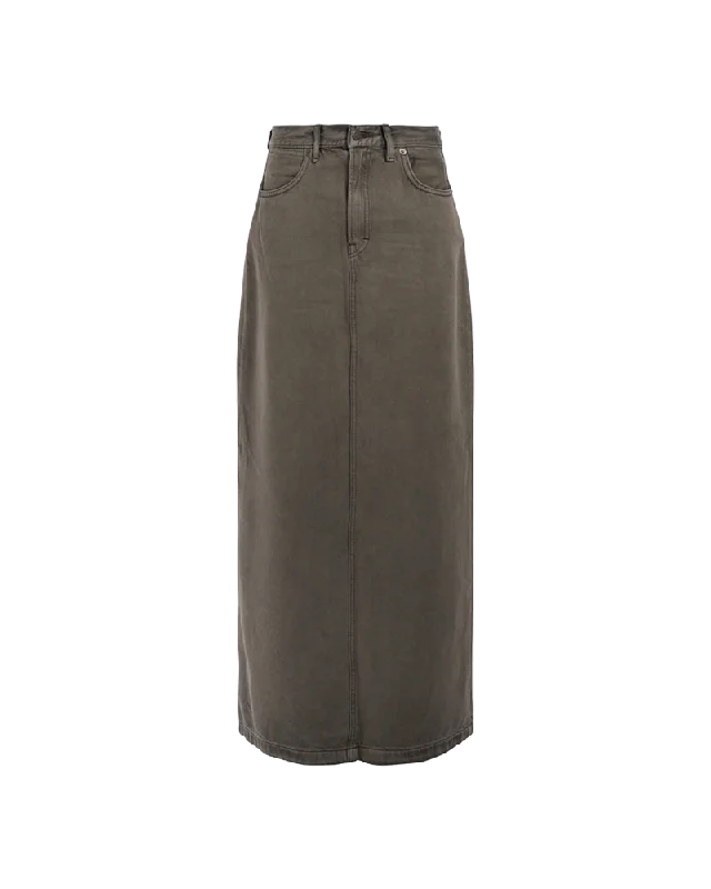 Classic skirts with subtle texture weave -Denim Maxi Skirt