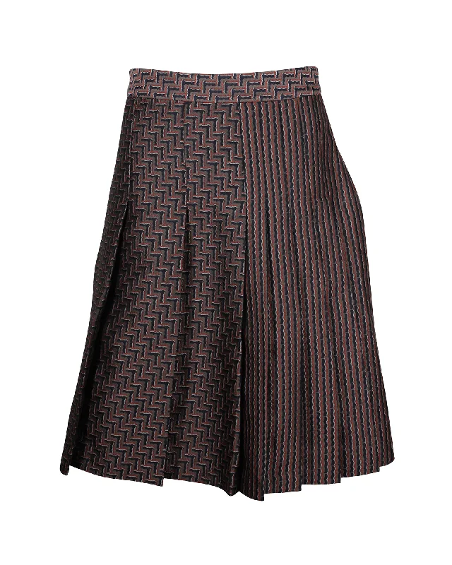 Mini Short Skirts for Youthful -Diane Von Furstenberg Asymmetric Pleated Skirt in Brown Polyester