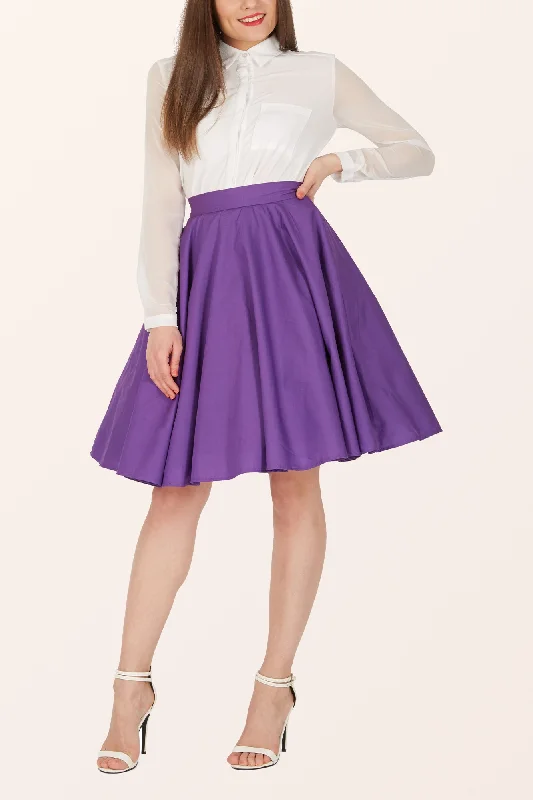 Pleated midi skirts for timeless grace -Vintage Clarity Swing Skirt - Indigo