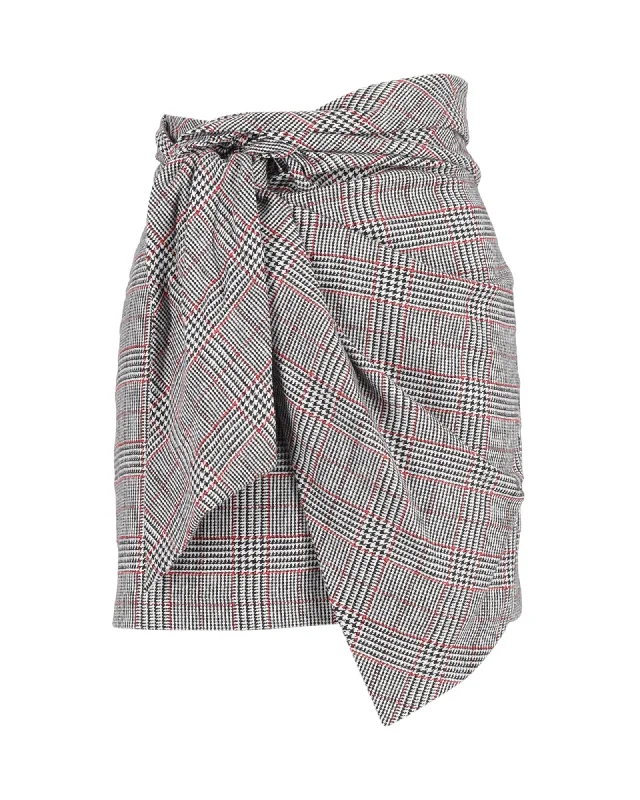 Polyester Short Skirts for Durable -Isabel Marant Front-Knot Mini Skirt in Grey Wool