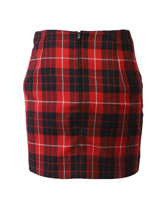 Geometric Short Skirts for Modern -Jean Paul Gaultier Plaid Skirt in Red Wool