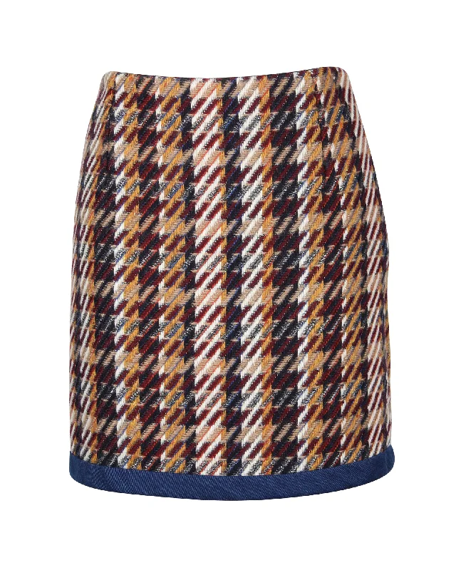 Striped Long Skirts for Style -Sandro 'Nasty' Tweed Mini Skirt in Multicolor Cotton