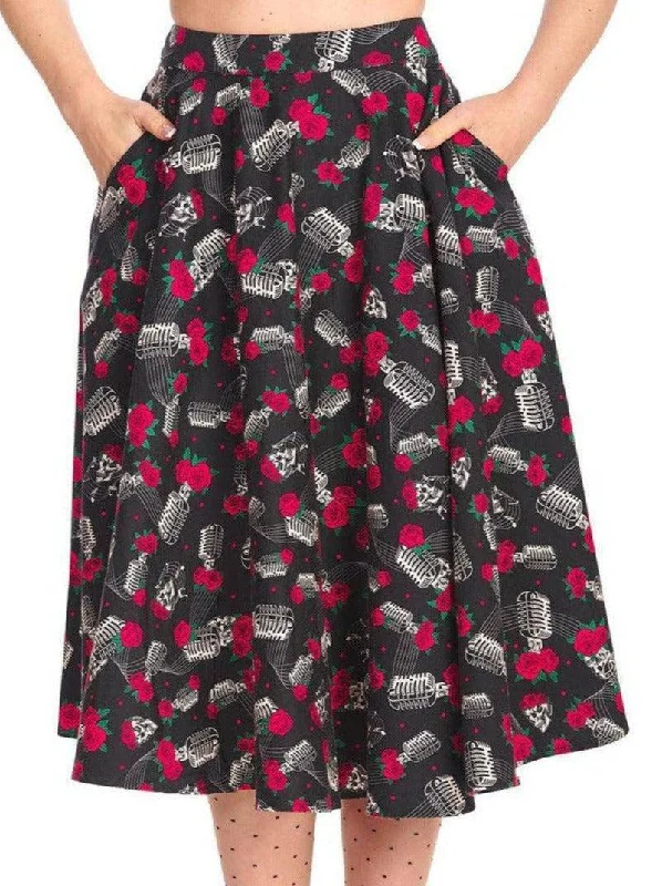 Bold floral skirts for vibrant spring fashion -Nashville Retro Vintage Rocker Skirt