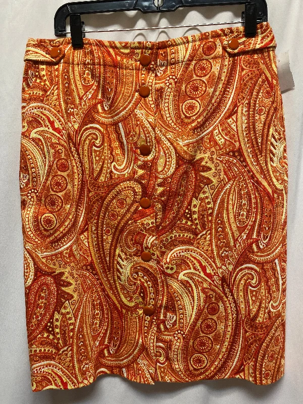 Casual cotton skirts for laid-back days -Skirt Midi By Talbots In Orange, Size: 10