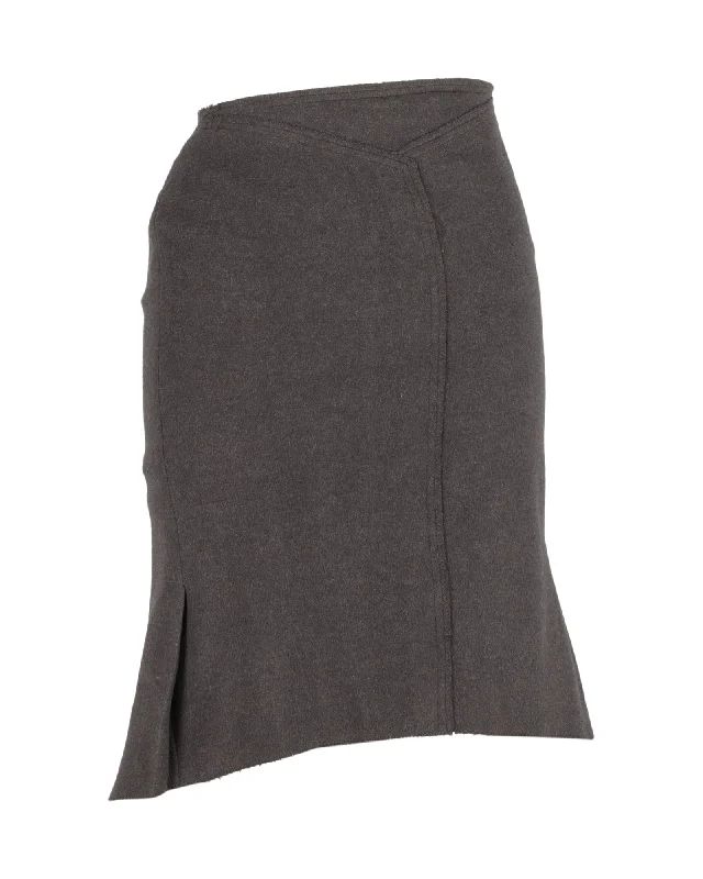 Wool Short Skirts for Warmth -Roland Mouret Midi Skirt in Grey Wool