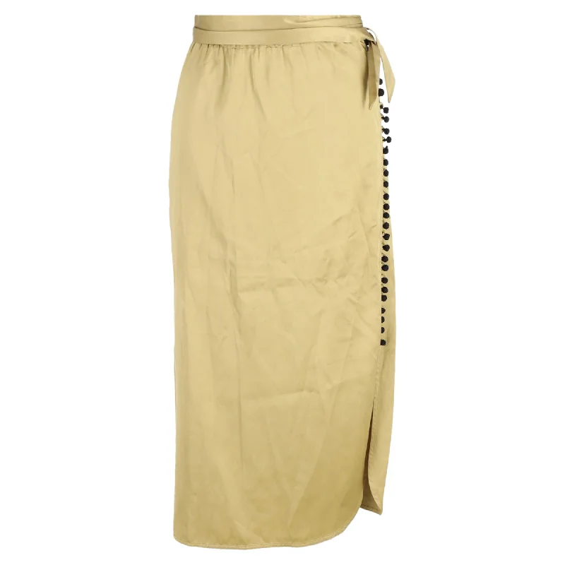 Khaki Long Skirts for Casual -Dries Van Noten Wrap Skirt in Gold Viscose