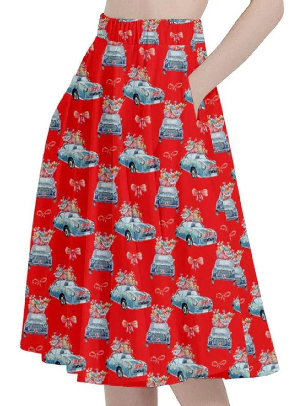 Classic skirts with subtle texture weave -Cruisin' for Christmas Cheer Full Circle Skirt