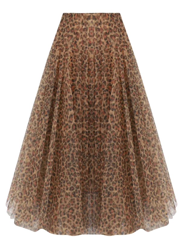 Patterned skirts with unique abstract art -Leopard Tulle Darian Skirt