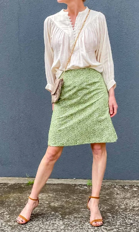 Stretchy skirts for all-body inclusivity -HOSS Green Micro Floral  Skirt