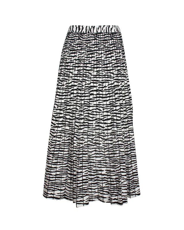 Straight Long Skirts for Classic -Proenza Schouler Pleated Zebra Midi Skirt in Animal Print Viscose