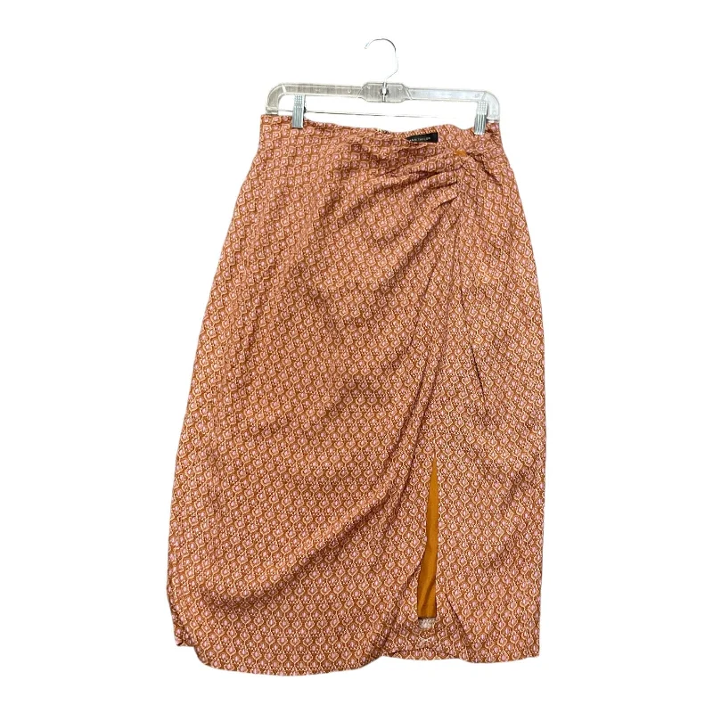 Wrap skirts for adjustable stylish fit -Skirt Midi By Ann Taylor In Brown & Orange, Size: 10