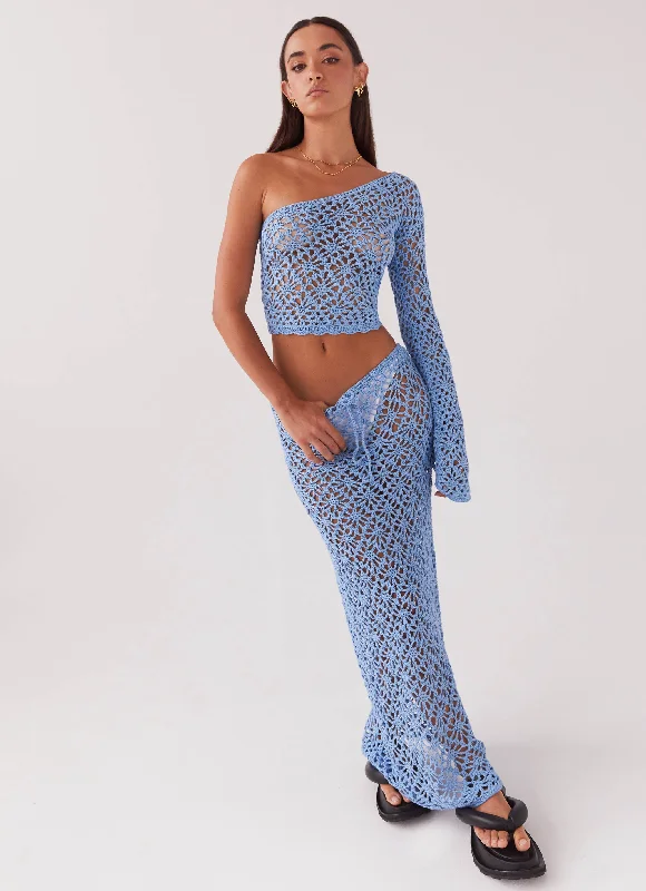 Long Skirts for Bridesmaids -Merliah Crochet Maxi Skirt - Blue