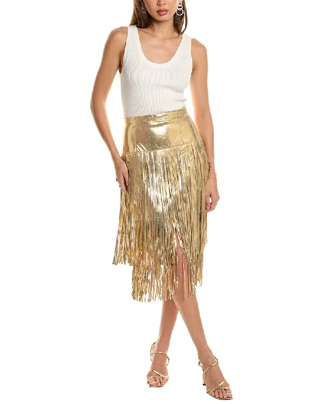 Long Skirts for Business Meeting -Michael Kors Collection Suede Fringe Skirt