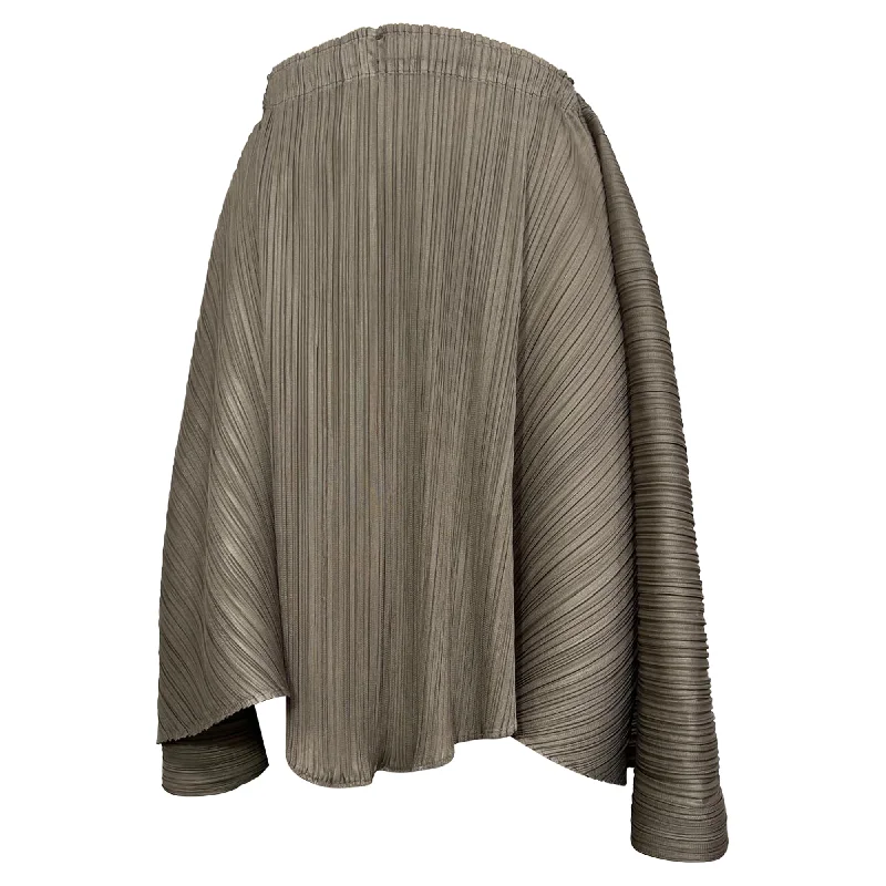 Long Skirts for Travel Adventures -Pleats Please Issey Miyake Knee-Length Skirt in Brown Polyester