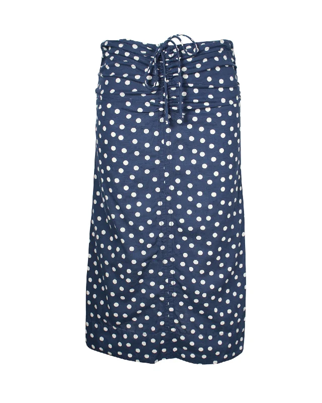 Long Skirts for Cultural Events -A.P.C. Polka Dot Midi Skirt in Blue Cotton