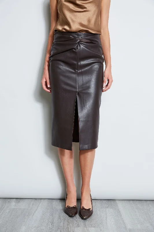 High-waisted pencil skirts for professional office wear -Twist Vegan Leather Skirt