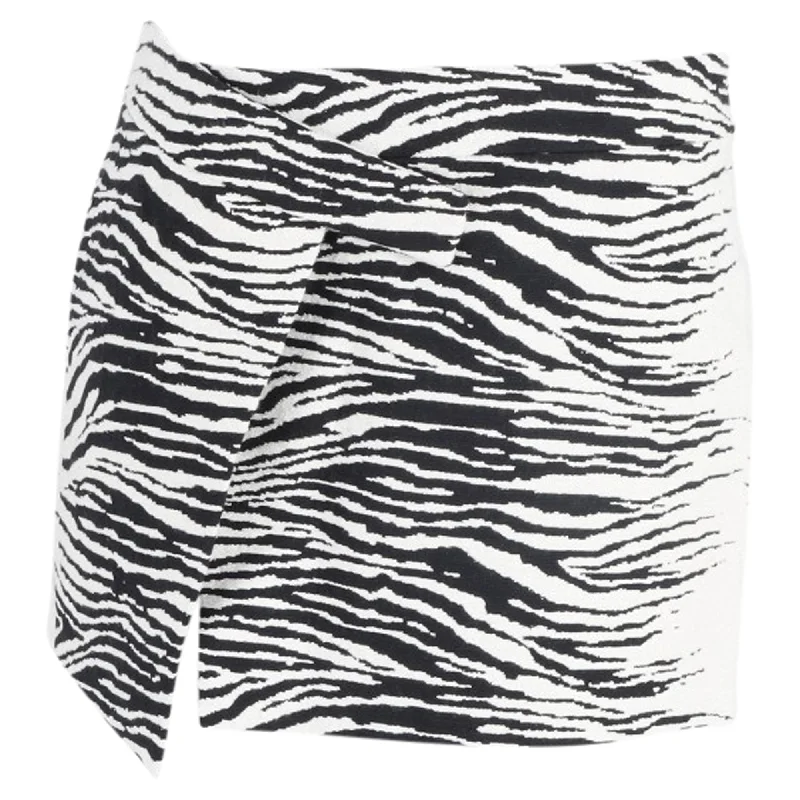 Retro Long Skirts for Throwback -The Attico Cloe Jacquard Zebra Print Mini Skirt in White Viscose