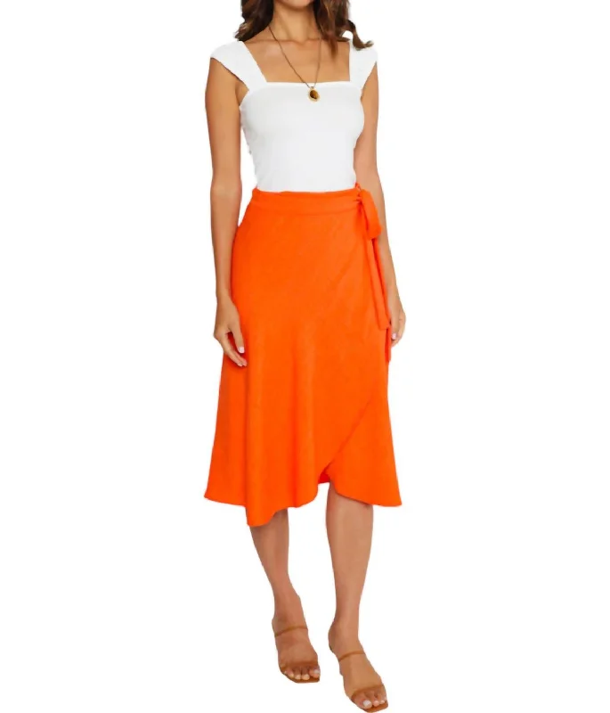 Long Skirts for Prom Night -Cora Wrap Skirt In Orange