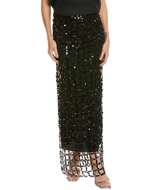 Midi Long Skirts for Versatility -Alberta Ferretti Sequin Net Silk Maxi Skirt