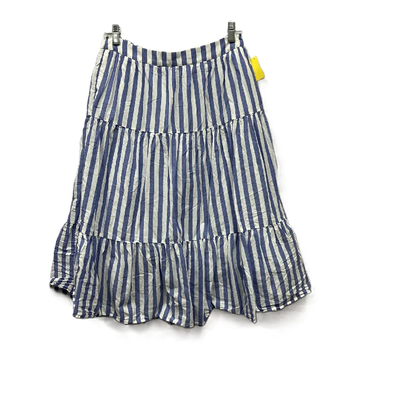 Durable skirts for active lifestyle needs -Skirt Midi By J. Crew In Blue & White, Size: 8