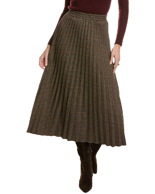 Straight Long Skirts for Classic -YAL New York Plaid Pleated Skirt