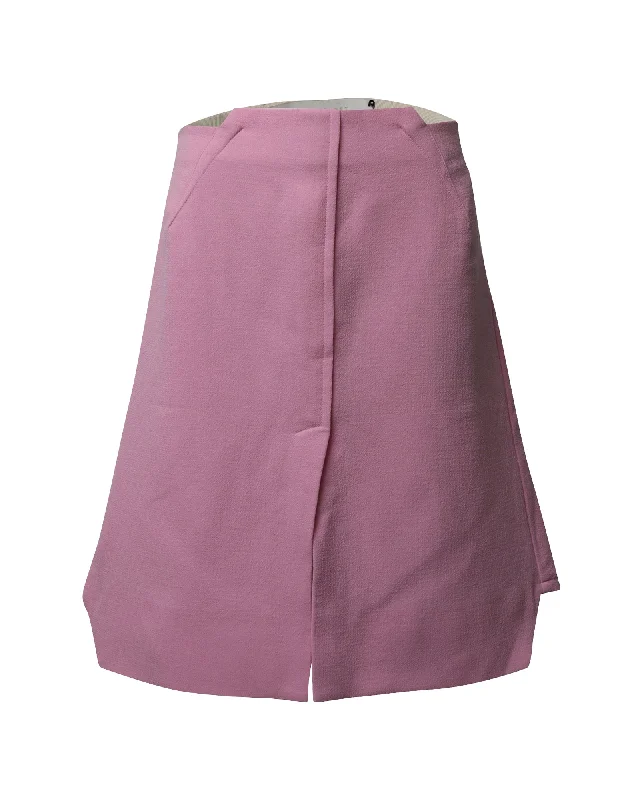 Orange Long Skirts for Energetic -Roland Mouret Hagen Midi Skirt in Pastel Pink Wool