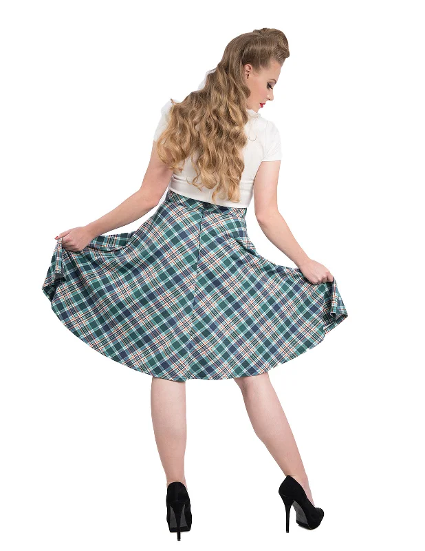 Luxury skirts with elegant silk sheen -Leona Plaid Thrills Skirt