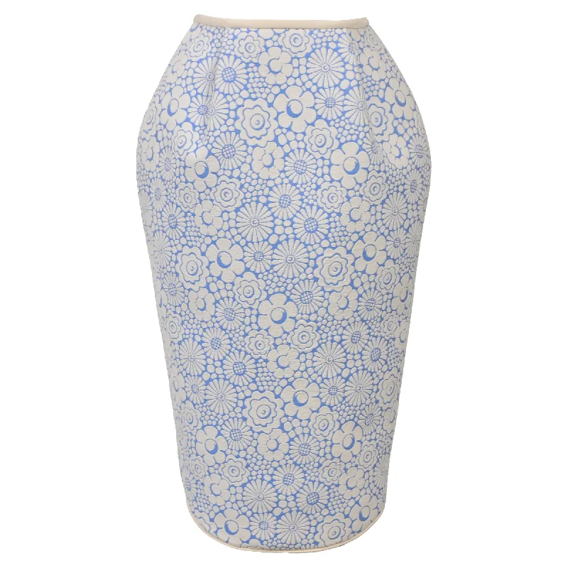 Printed Short Skirts with Patterns -Thom Browne Floral Print Mini Lantern Skirt in Light Blue Cotton