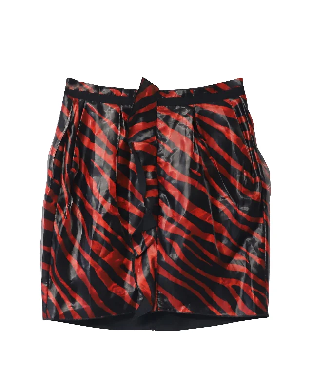 Printed Short Skirts with Patterns -Isabel Marant Yelena Animal Print Mini Skirt in Red Polyester