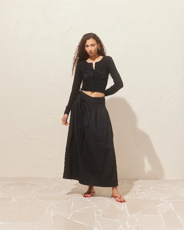 Wrap maxi skirts for versatile styling options -RODEO MAXI SKIRT BLACK