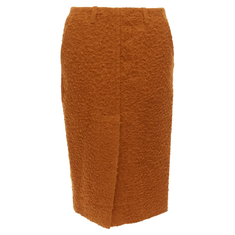 Long Skirts for Casual Outings -Marni Textured Alpaca Silk Pocketed Front Slit Pencil Skirt