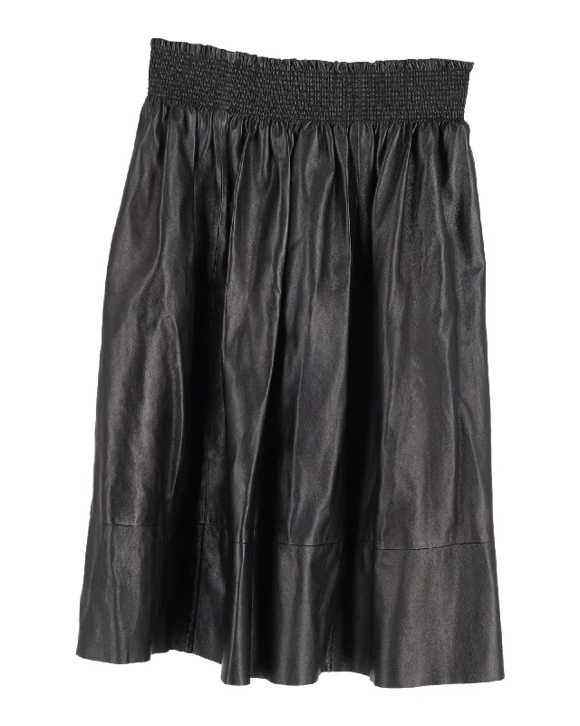 Striped Long Skirts for Style -Givenchy Gartered Skirt in Black Leather