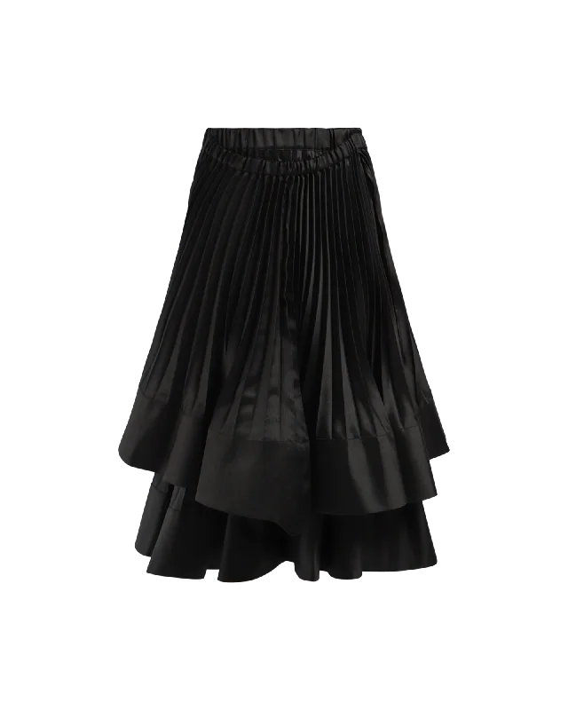 Affordable skirts with basic solid colors -Pleated Layered Skirt