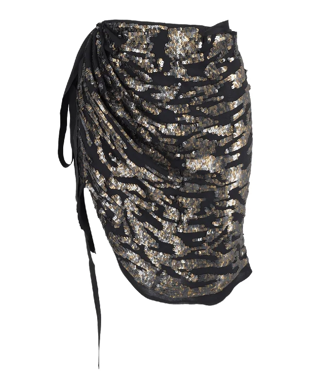 Silk Short Skirts for Luxurious -Isabel Marant Sequined Mini Skirt in Black Silk