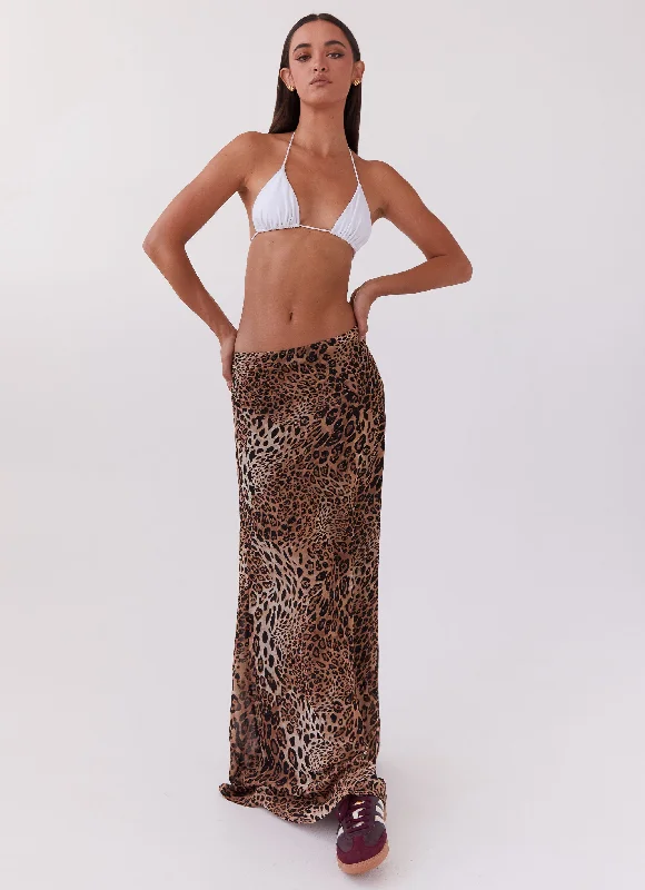 Vintage Long Skirts for Nostalgia -Violetta Maxi Skirt - Leopard