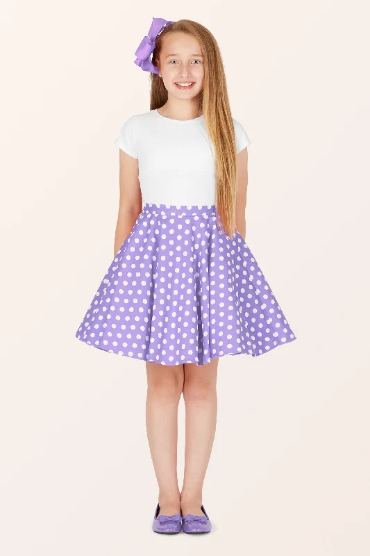 Bold leather skirts for daring fashion statements -Kids Polka Dot Swing Skirt - Purple