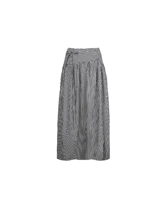 Trendy leather skirts for edgy modern looks -RODEO MAXI SKIRT BLACK GINGHAM