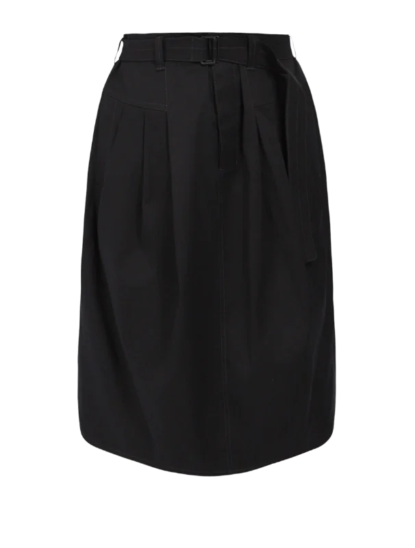 Lightweight cotton skirts for summer ease -Pleat Belted Skirt