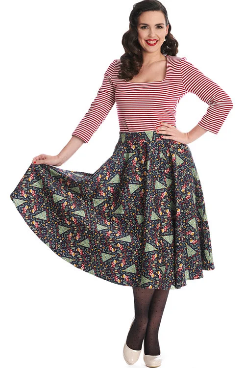 A-line skirts for classic wardrobe essentials -Banned Scandi Heritage Swing Skirt Christmas Trees and Foxes