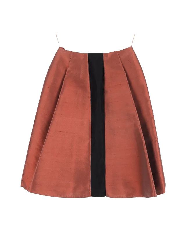 Ethnic Long Skirts with Tribal Design -Balenciaga Pleated Midi Skirt in Orange Polyester Viscose