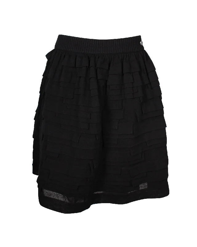 Long Skirts for Evening Galas -Chanel Multi-tiered Mini Skirt in Black Cotton