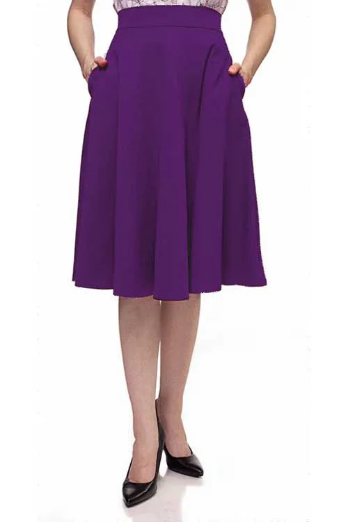 Designer skirts with premium fabric finish -Retrolicious Charlotte Nova Swing Skirt in Purple