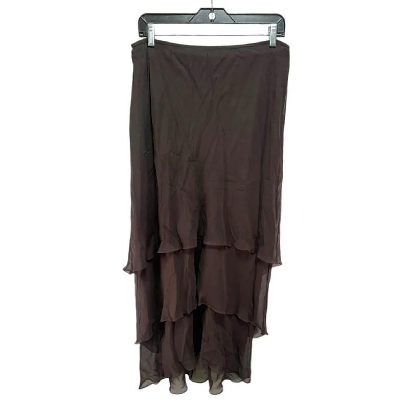 Flowy skirts for effortless beach cover-ups -Silk Tiered Skirt Maxi By Melinda Eng In Brown, Size: 16