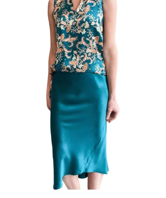 Long Skirts for Garden Parties -Luxe Bias Skirt In Atlantis